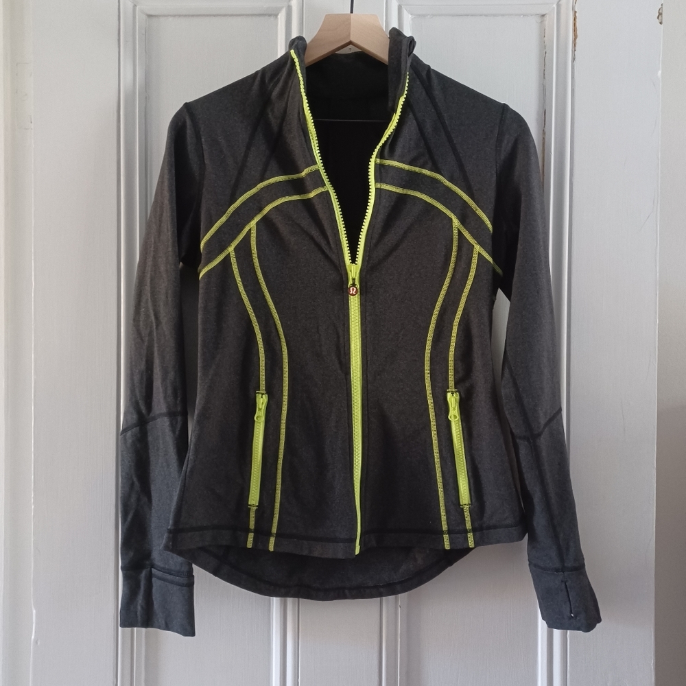 Lululemon Define Grey & Neon Green Warm-up Jacket Size 10